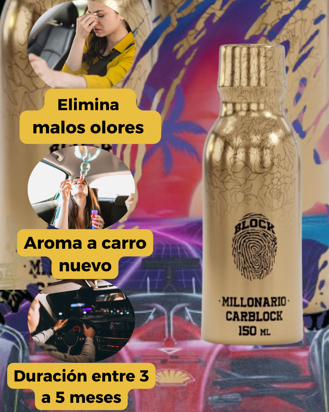 PERFUME CARBLOCK AROMA A CARRO NUEVO DURACIÓN ENTRE 3 A 5 MESES